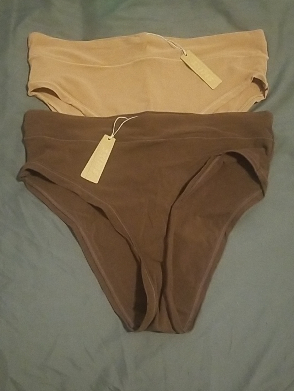 SKIMS High-Cut Bikini Panty Set in Beige and Brown